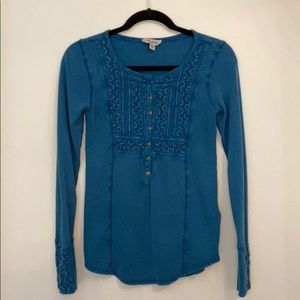 Lucky Brand washed bib henley thermal